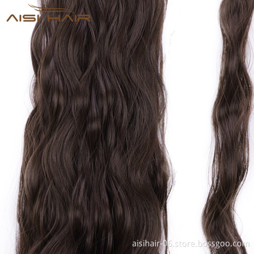 Aisi Hair Women Long Wavy Synthetic Wrap Around Hairpieces High Temperature Fiber Ponytail Hair Extensions